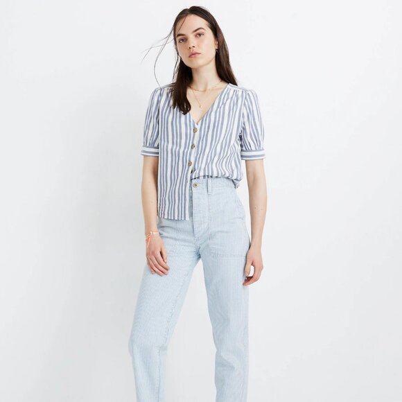 Madewell Plaza Button-Front Shirt in Stripe Size Small GUC - Picture 6 of 8